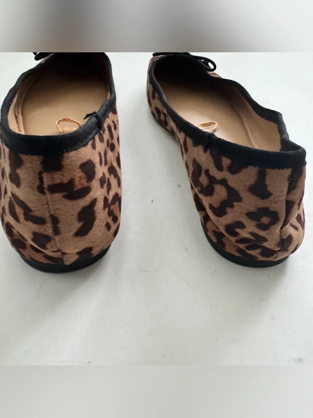 Time and Tru Leopard Print Ballet Flats Shoes 10 Memory Foam Slip On Bow Basics